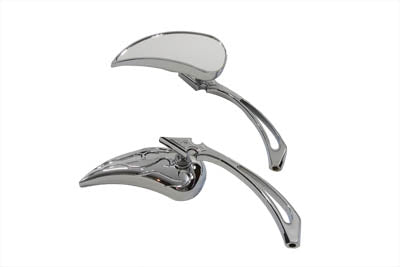 Wyatt Gatling 76448B4 chrome billet teardrop mirror set for motorcycles