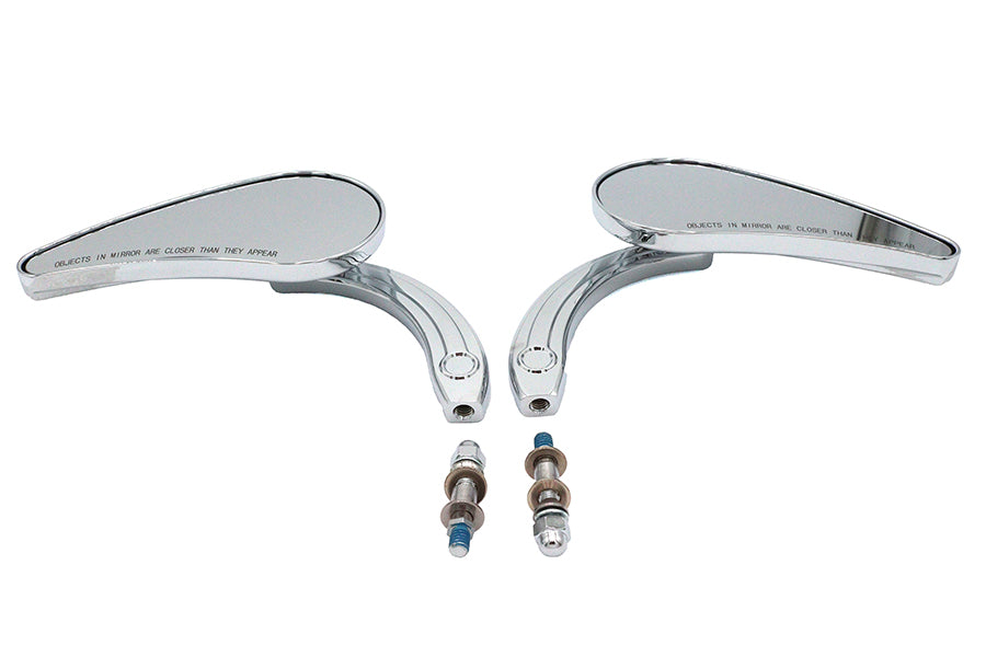 Wyatt Gatling Deco Billet Mirror Set, model 34-0887, polished metal mirrors