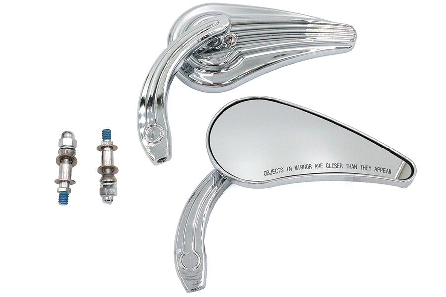 Wyatt Gatling Deco Billet Mirror Set 34-0887, close-up view of decorative billet mirror design