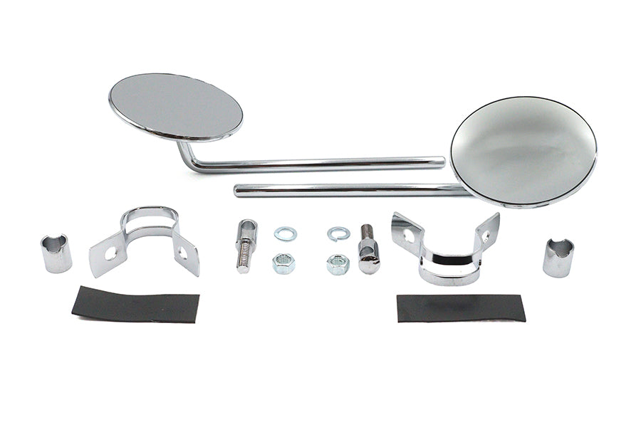 Wyatt Gatling 34-0995 round chrome mirror set shown from the front