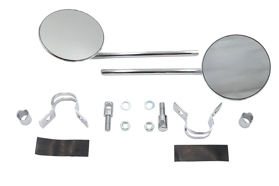 Wyatt Gatling 34-0995 round chrome mirror set, polished circular mirror close-up