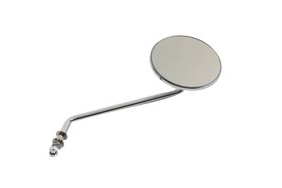 Wyatt Gatling round chrome mirror with long stem, polished reflective surface