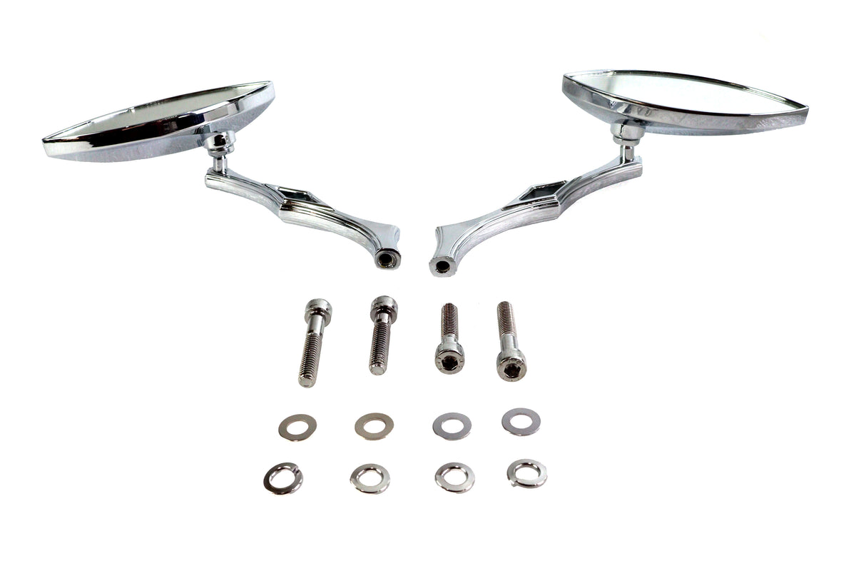 Wyatt Gatling Eagle Eye billet chrome mirror set for motorcycle handlebars