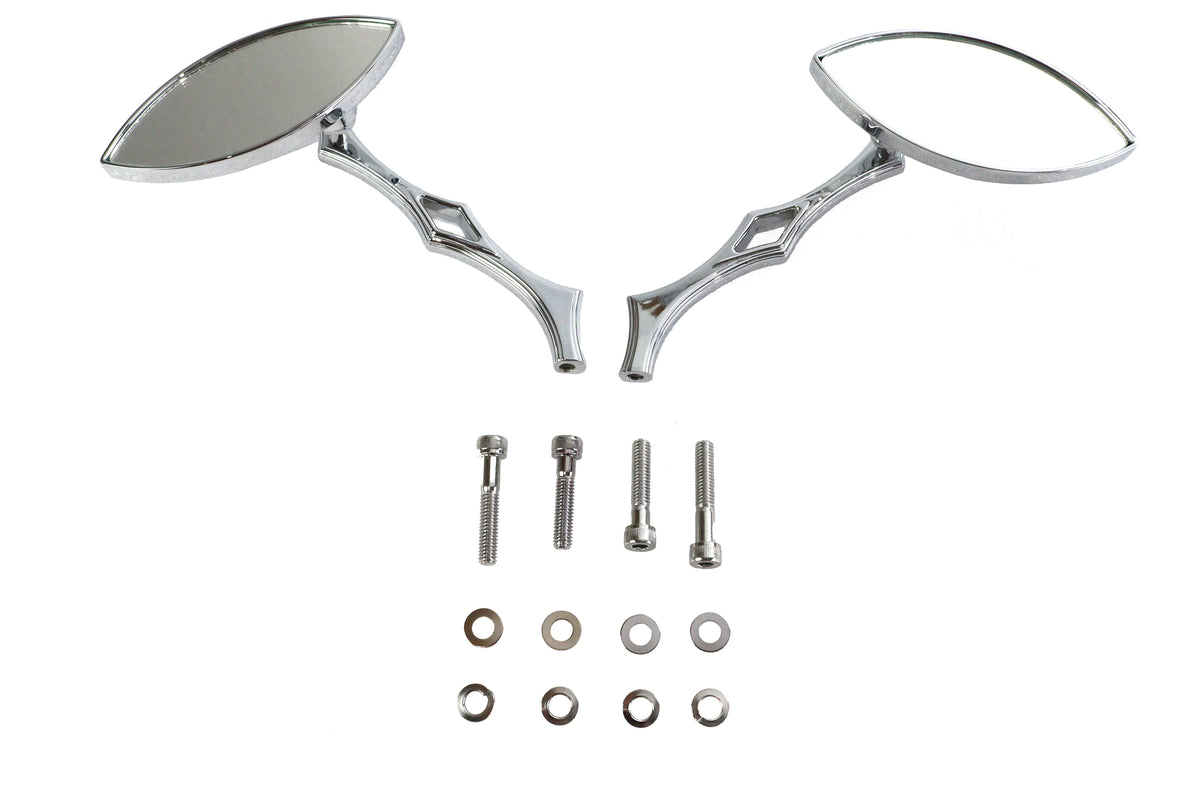 Wyatt Gatling Eagle Eye billet chrome mirror set for motorcycles, model 76535B4