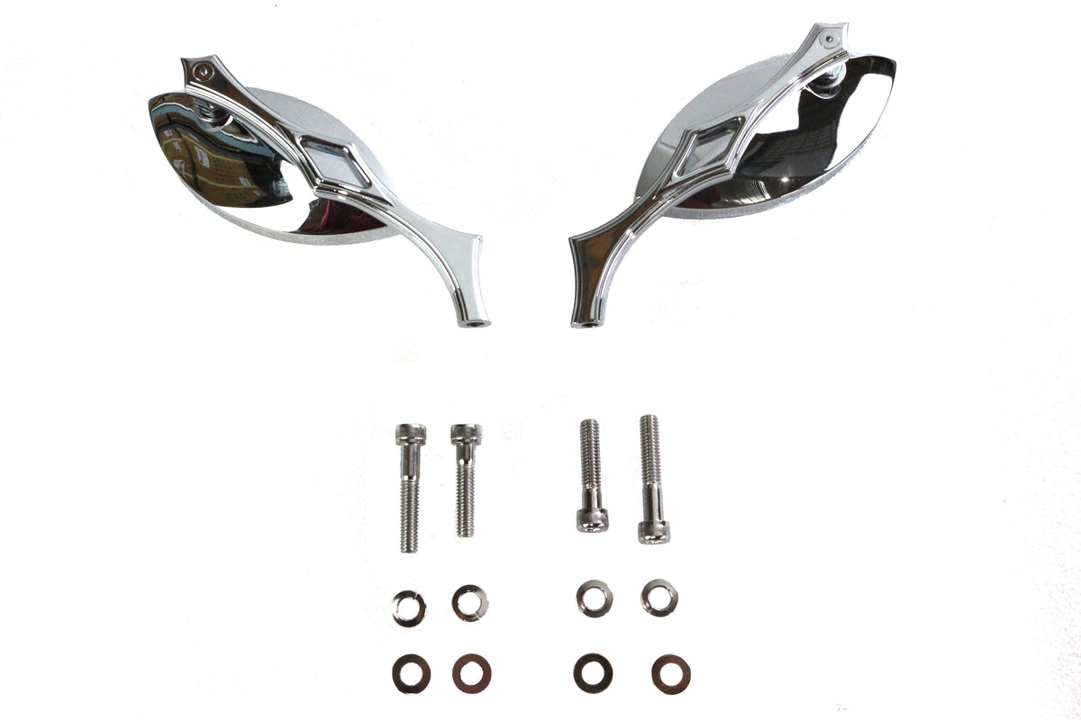 Wyatt Gatling Eagle Eye billet chrome mirror set, model 76535B4, shown in product view