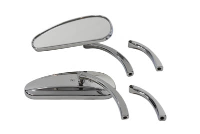 Wyatt Gatling Deco Billet chrome mirror set for motorcycles, pair of sleek rectangular mirrors