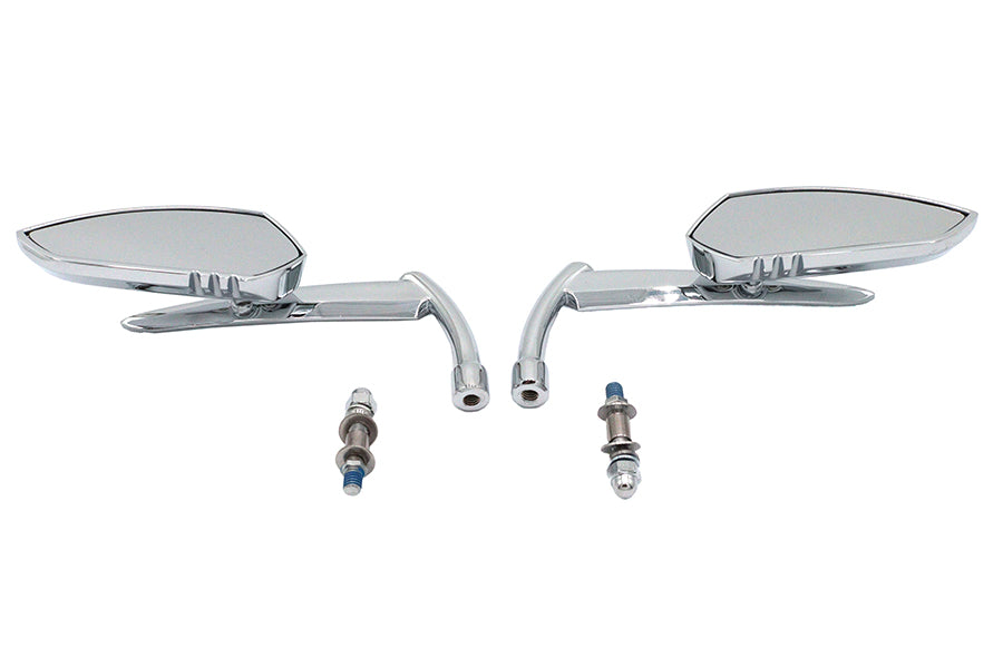 Wyatt Gatling M60-6343C billet chrome Apache-style teardrop mirror set for motorcycles