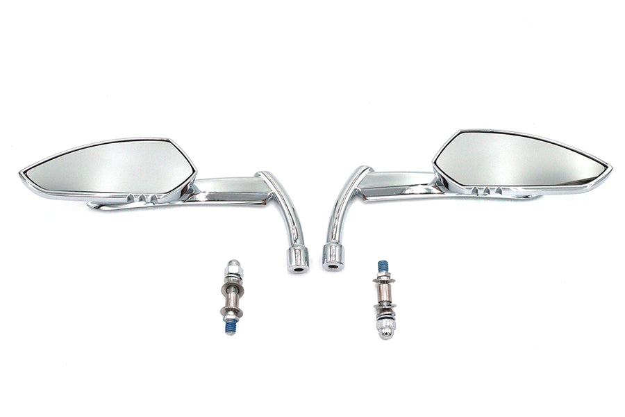Wyatt Gatling M60-6343C billet chrome Apache-style teardrop mirror set for motorcycles