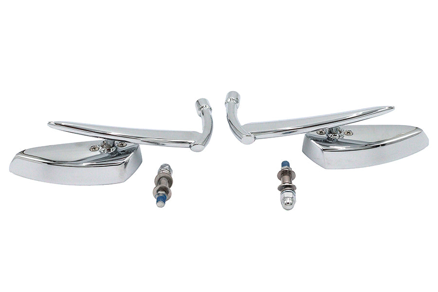 Wyatt Gatling M60-6343C billet chrome Apache-style teardrop mirror set for motorcycles