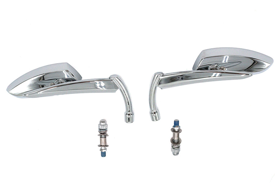 Wyatt Gatling M60-6343C billet chrome Apache-style teardrop mirror set for motorcycles