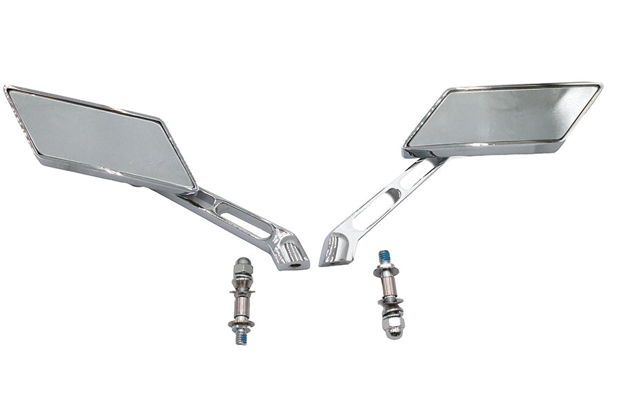 Wyatt Gatling AS12L12 chrome parallelogram mirror set shown from the side.
