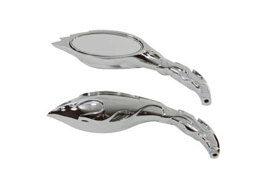 Wyatt Gatling M60-6288 chrome flame oval mirror set with distinctive flame-shaped edges