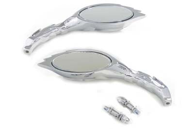 Wyatt Gatling M60-6288 chrome flame oval mirror set with decorative flame-shaped edges