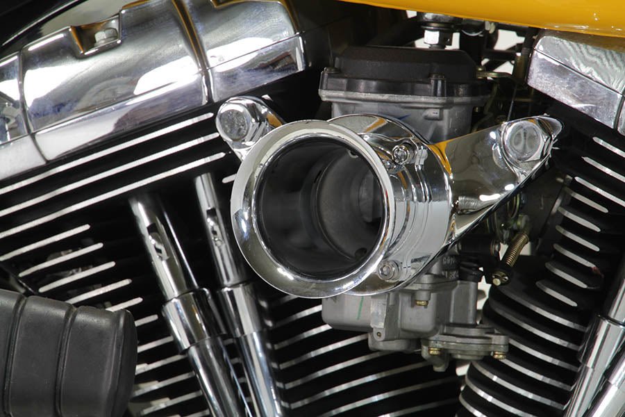 V-Twin Chrome Wyatt Gatling velocity stack assembly for motorcycle fuel and air system, 34-1609