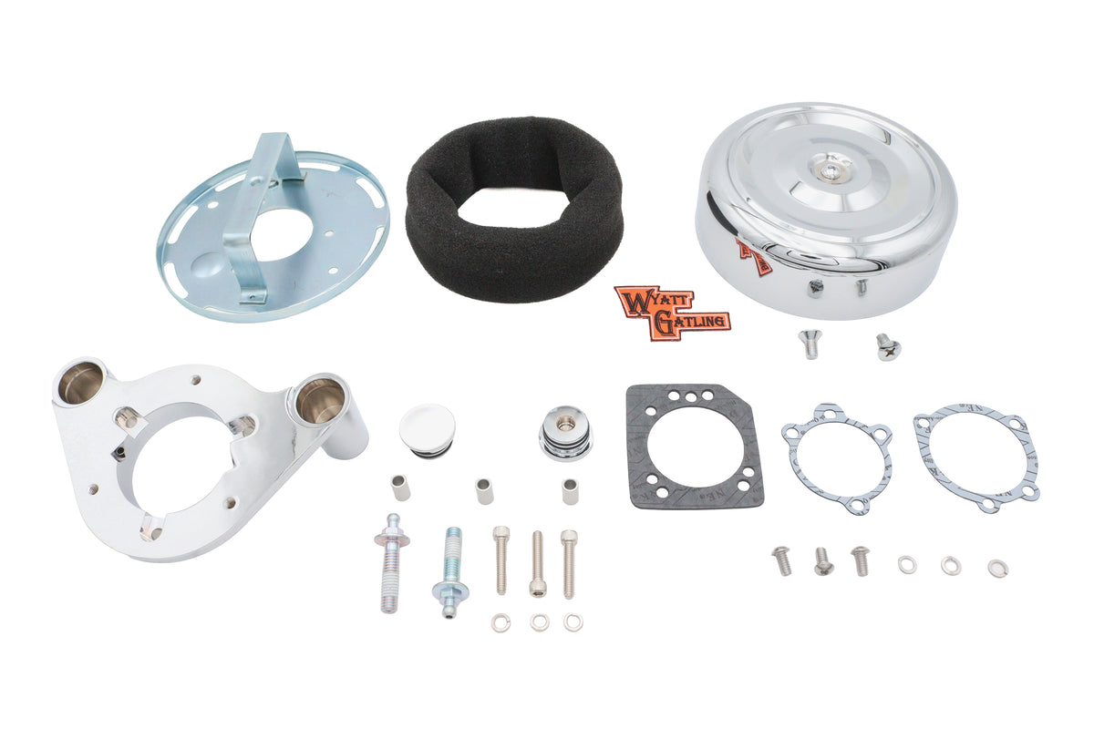 V-Twin 34-1658 7-inch retro air cleaner assembly in chrome finish for motorcycle fuel and air systems