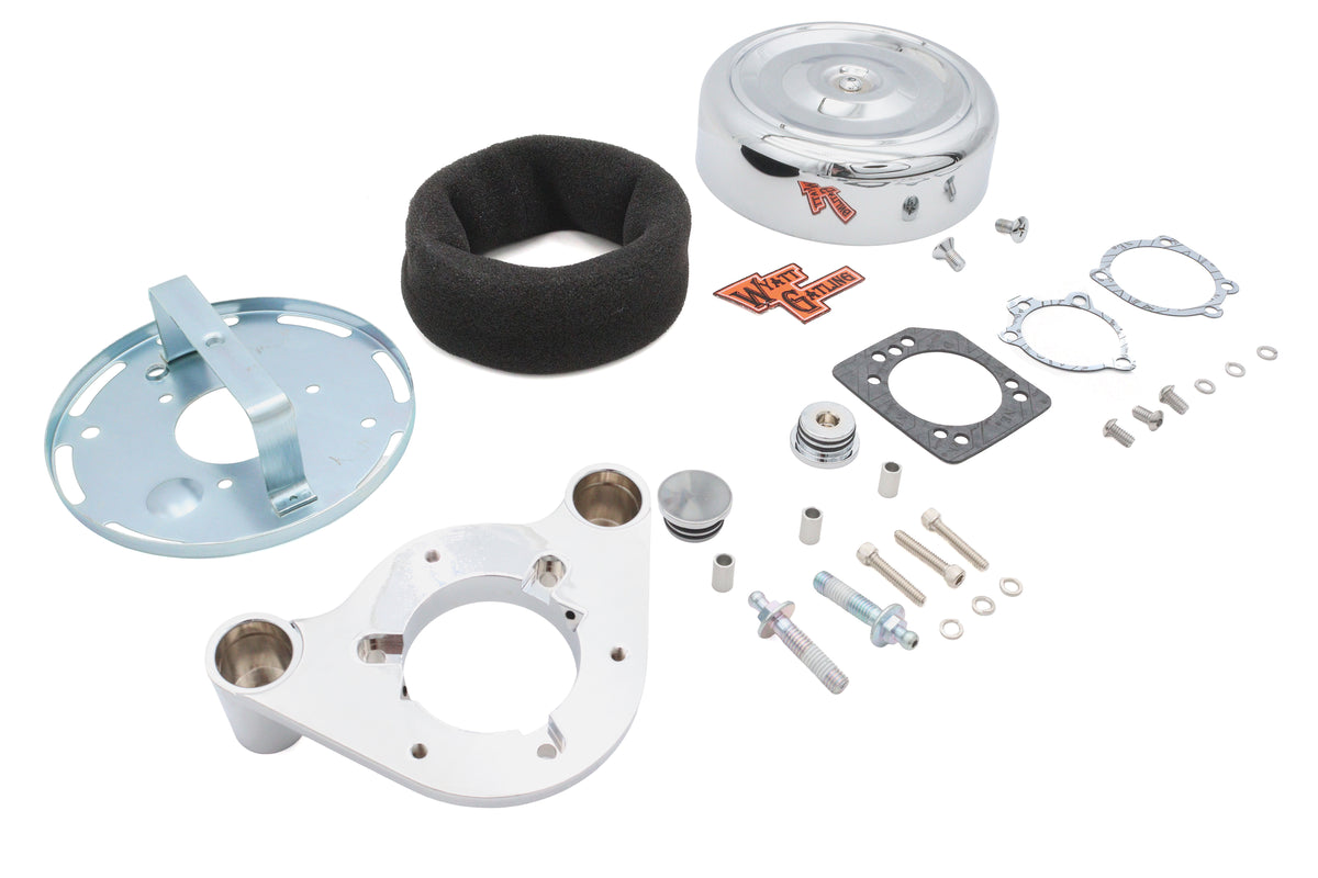 V-Twin 7-inch retro air cleaner assembly in chrome finish for motorcycle fuel and air systems