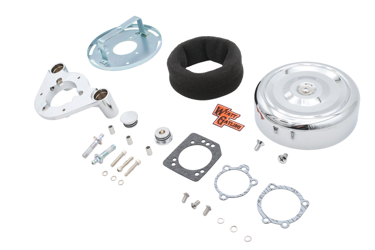 V-Twin 7-inch retro air cleaner assembly in chrome for motorcycle fuel and air systems