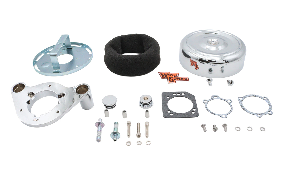 V-Twin 7-inch retro air cleaner assembly in chrome finish for motorcycle fuel and air systems