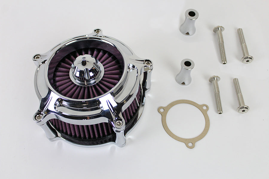 Wyatt Gatling 34-1672 chrome exposed filter air cleaner kit for motorcycle fuel and air system