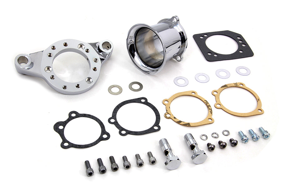 V-Twin Chrome Wyatt Gatling velocity stack assembly for motorcycle fuel and air system, model 34-1689
