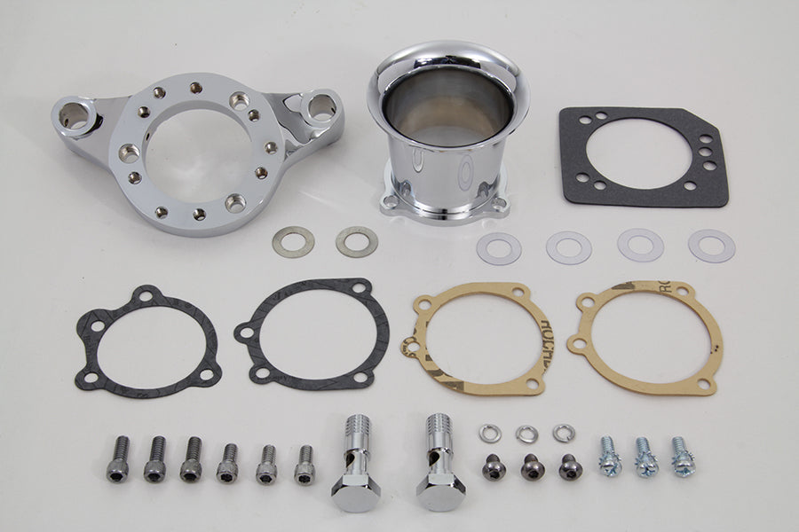 V-Twin Chrome Wyatt Gatling velocity stack assembly for motorcycle fuel and air system, 34-1689