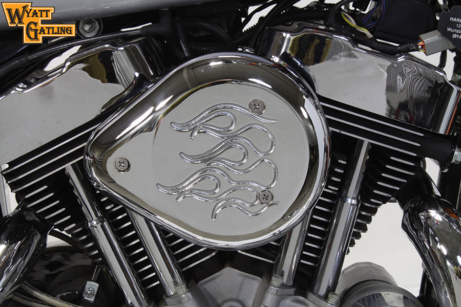 V-Twin Chrome Wyatt Gatling air cleaner assembly 34-1702 for motorcycle fuel and air system