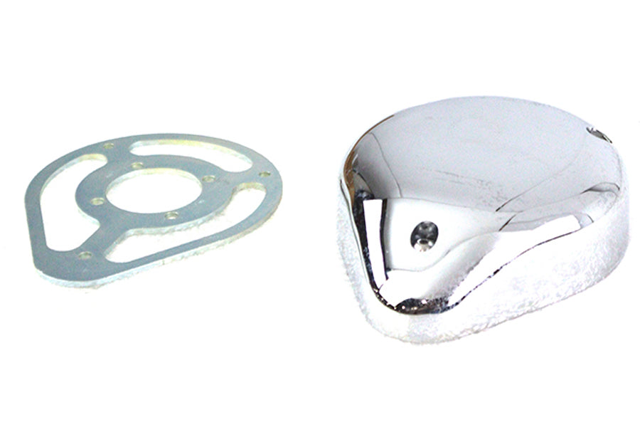 V-Twin 5-inch teardrop Linkert cover kit in chrome finish for fuel and air systems