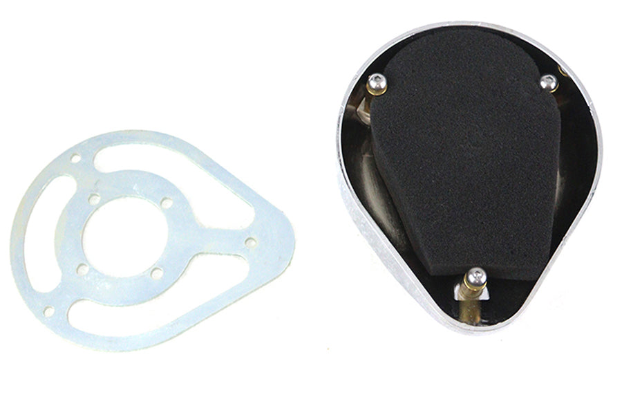 V-Twin 5-inch chrome teardrop Linkert cover kit for motorcycle fuel and air systems