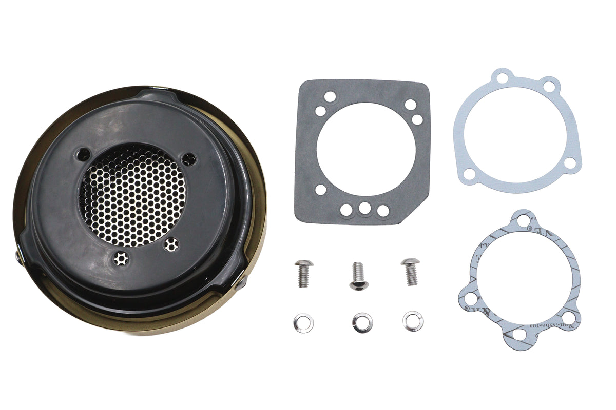 Wyatt Gatling brass drilled CV air cleaner for motorcycle fuel and air system