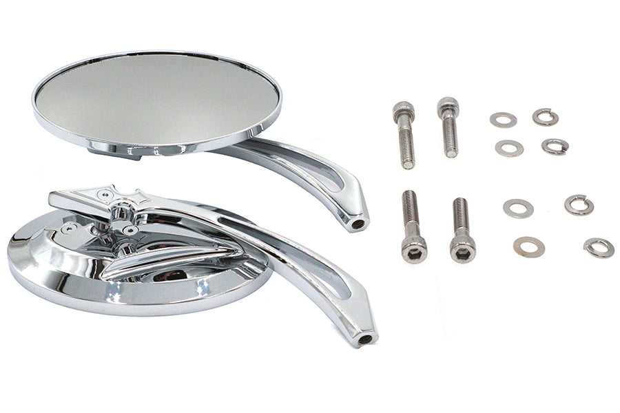 Wyatt Gatling 77004B4 oval mirror set with billet spear stem