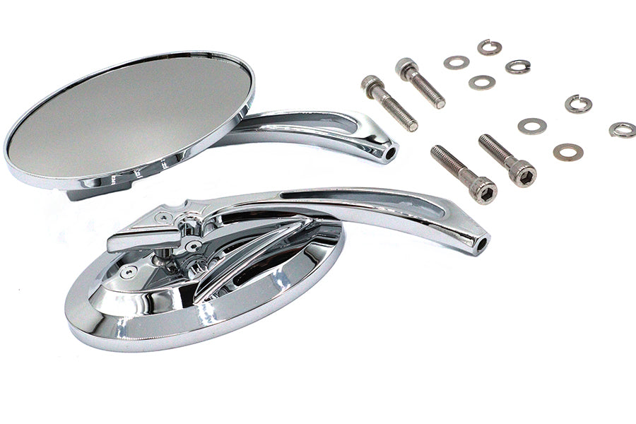 Wyatt Gatling 77004B4 oval mirror set with billet spear stem