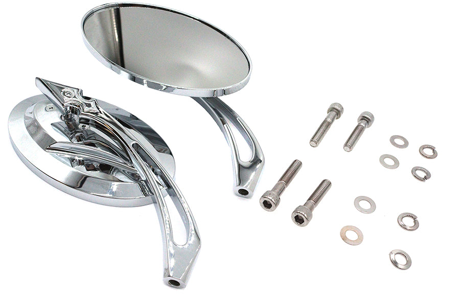 Wyatt Gatling 77004B4 oval mirror set with billet spear stem.