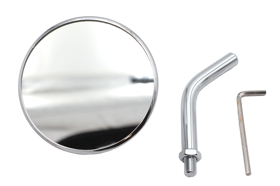 Wyatt Gatling 3-inch round mini mirror with chrome finish and triple tree mount for motorcycles