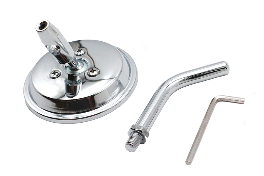 Wyatt Gatling 3-inch round mini mirror top triple tree mount in chrome-coated metal
