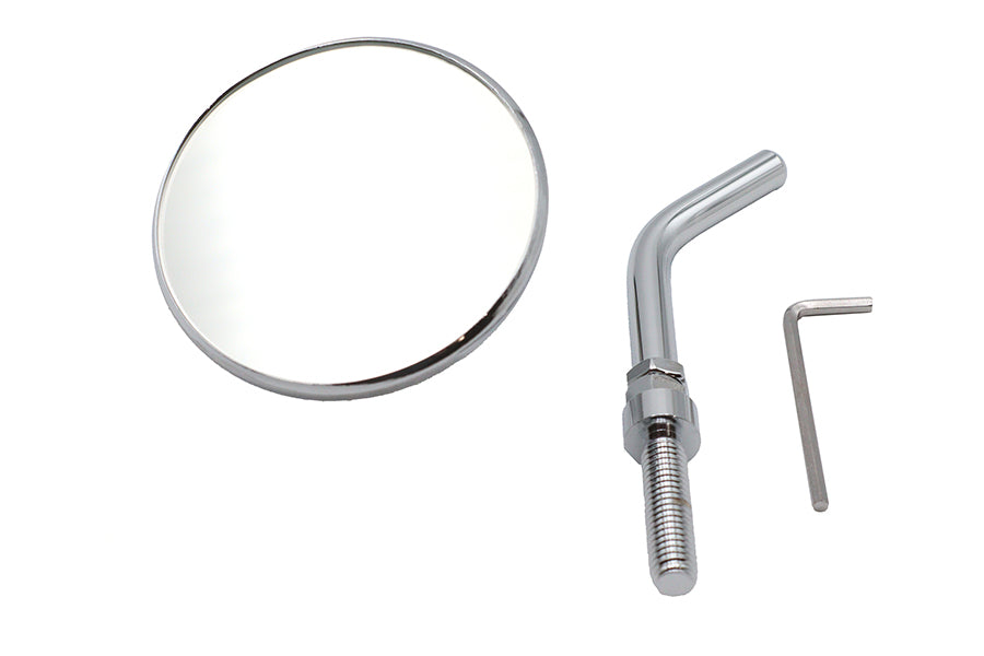 Wyatt Gatling 3-inch round mini mirror with chrome triple tree mount for motorcycles