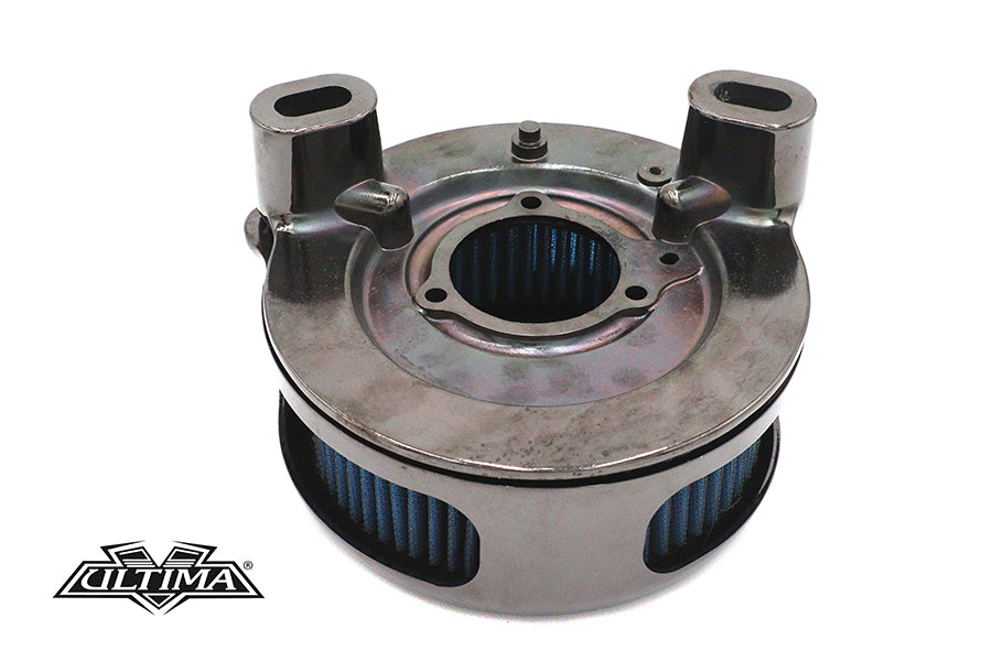 Ultima 12-14 Free Flow Milled Air Cleaner Kit in polished finish for motorcycle fuel and air system