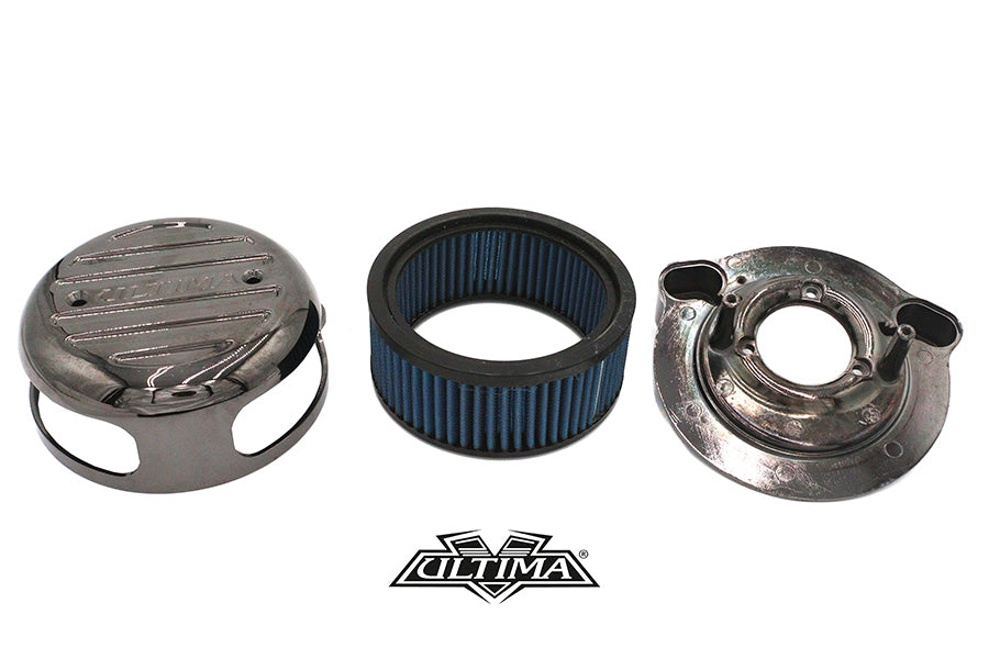 Ultima 12-14 Free Flow Milled Air Cleaner Kit in polished finish for motorcycle fuel and air systems