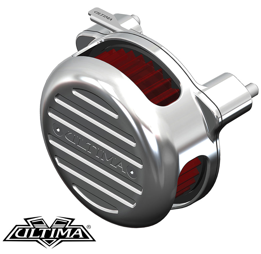 Ultima 12-15 Free Flow Milled Air Cleaner Kit in chrome finish for motorcycle fuel and air systems