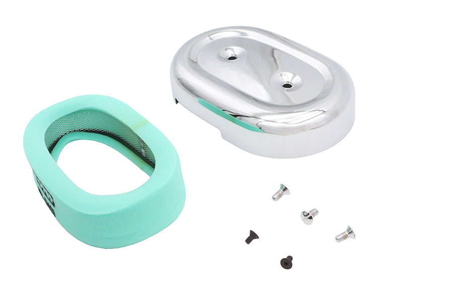 V-Twin M8 oval air cleaner cover kit in chrome, model 34-2118