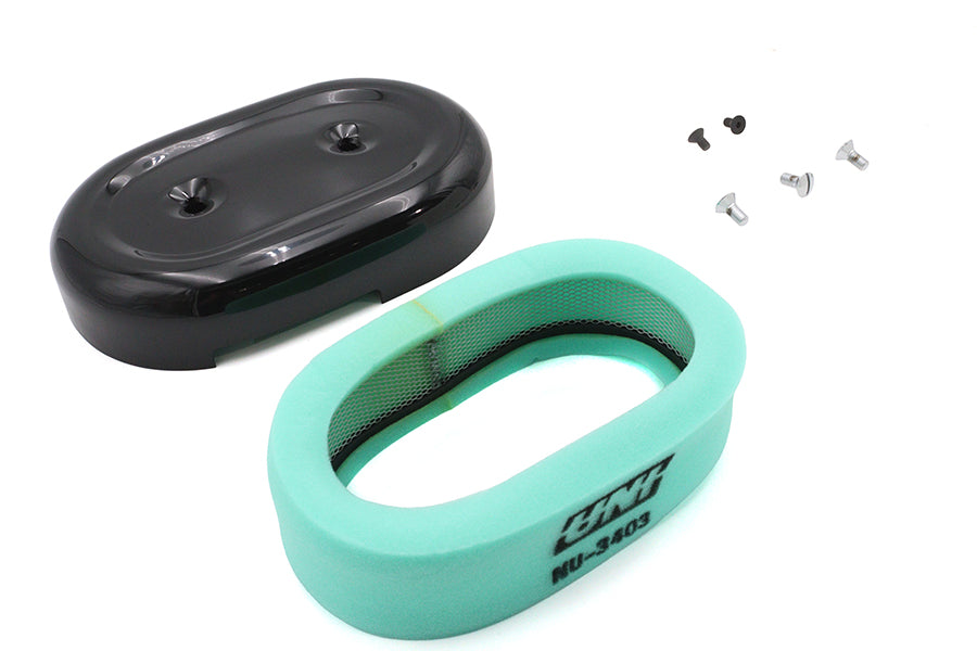 V-Twin M8 black oval air cleaner cover kit for motorcycle fuel and air system