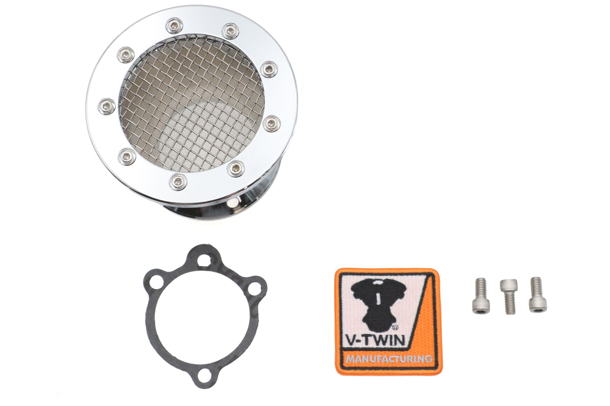 Ultima chrome screened Bendix velocity stack for motorcycle fuel and air systems