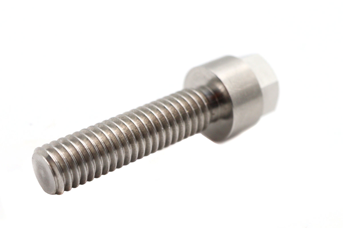 V-Twin 39mm fork mirror stud mount in natural stainless steel close-up