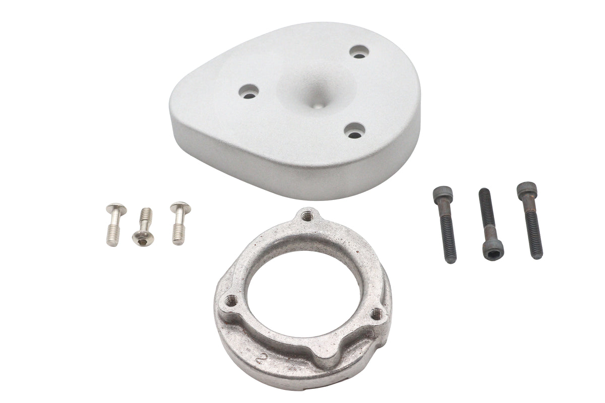 V-Twin Mini Teardrop Mikuni carburetor cover kit, model 34-2552, shown in black with mounting hardware