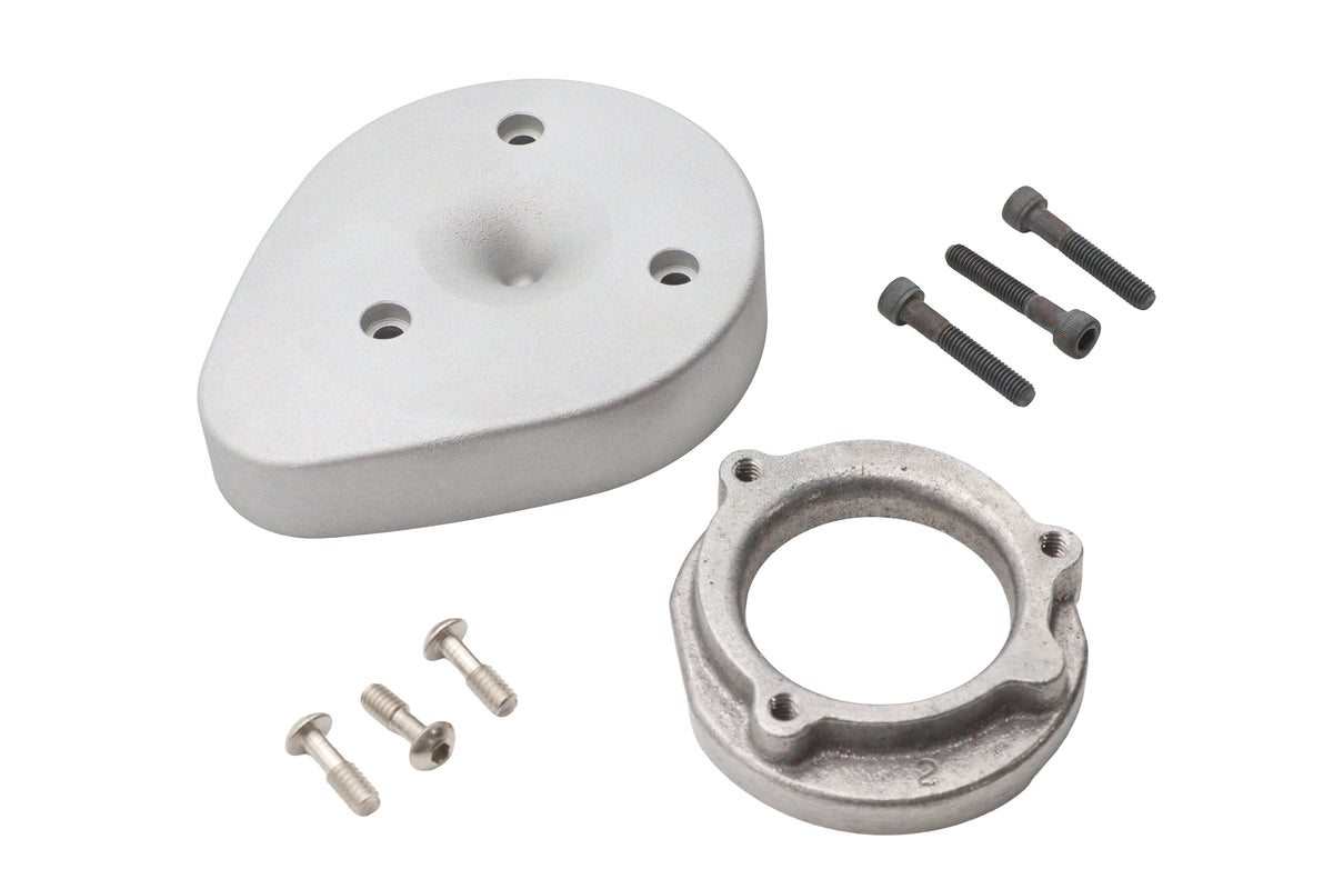 V-Twin Mini Teardrop Mikuni carburetor cover kit, chrome finish, model 34-2552