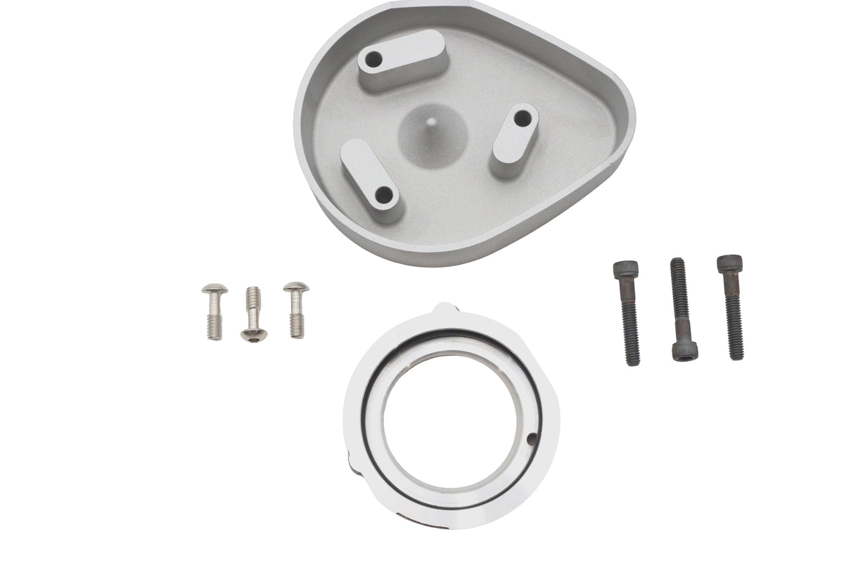 V-Twin Mini Teardrop Mikuni Carburetor Cover Kit 34-2552, black cover shown from the side