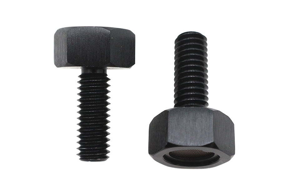 V-Twin M8 breather bolt set with screen in black finish