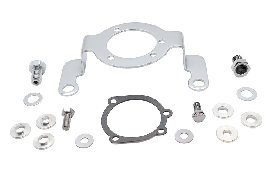 V-Twin Evolution carburetor support kit with chrome breather bolt 34-2562