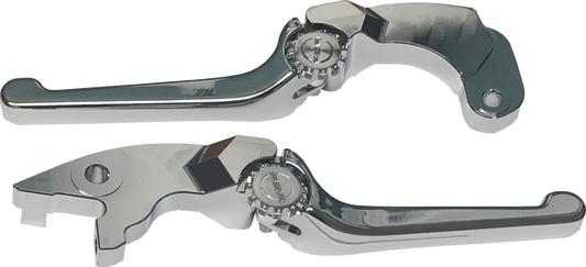 PSR adjustable chrome lever set for Indian Scout models, pair of motorcycle levers