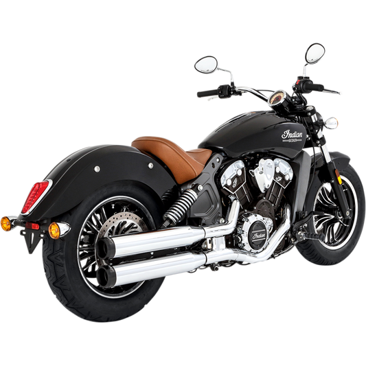 Rinehart Racing 1811-3142 3.5-Inch Mufflers for Indian Scout, Chrome with Black End Caps