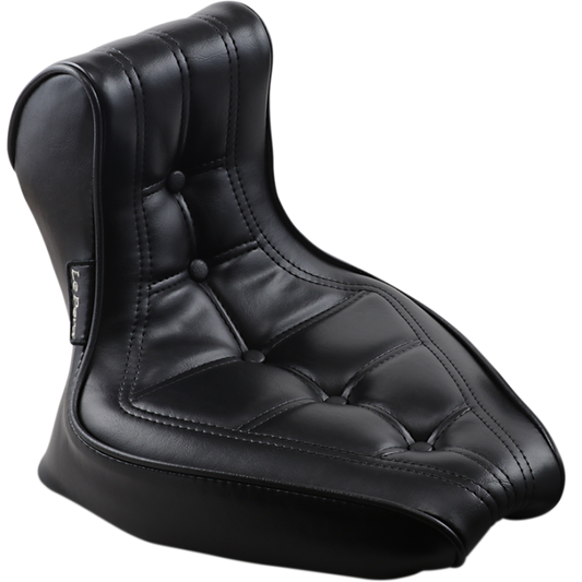 LE PERA Signature II 2-piece 2-up rigid frame motorcycle seat DS-905930, black upholstery reclining view